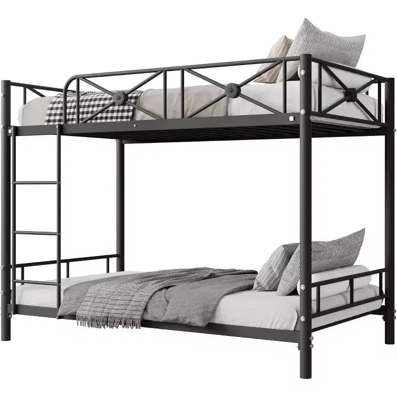 Letto a castello in metallo a due piazze, letti a castello industriali resistenti con sponde di sicurezza e design salvaspazio, letto in acciaio per scuola, camera da letto