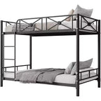 Letto a castello in metallo a due piazze, letti a castello industriali resistenti con sponde di sicurezza e design salvaspazio, letto in acciaio per scuola, camera da letto