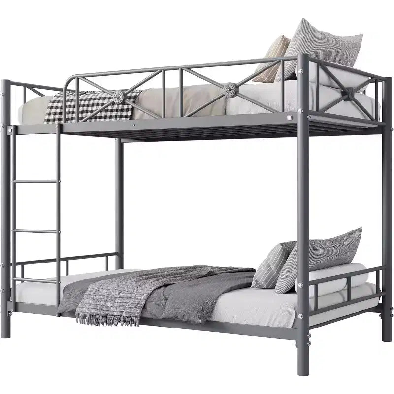 Letto a castello in metallo a due piazze, letti a castello industriali resistenti con sponde di sicurezza e design salvaspazio, letto in acciaio per scuola, camera da letto