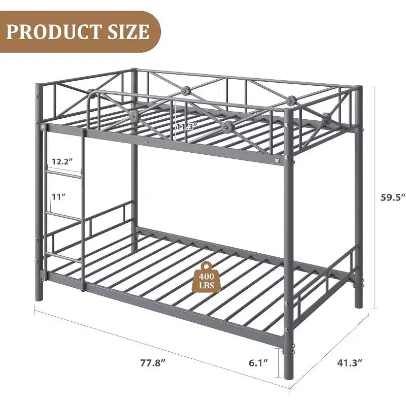 Letto a castello in metallo a due piazze, letti a castello industriali resistenti con sponde di sicurezza e design salvaspazio, letto in acciaio per scuola, camera da letto
