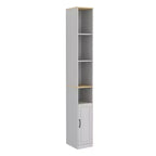 AndMakers White Wood 9.44 in. Pantry Cabinet with 6 Shelves