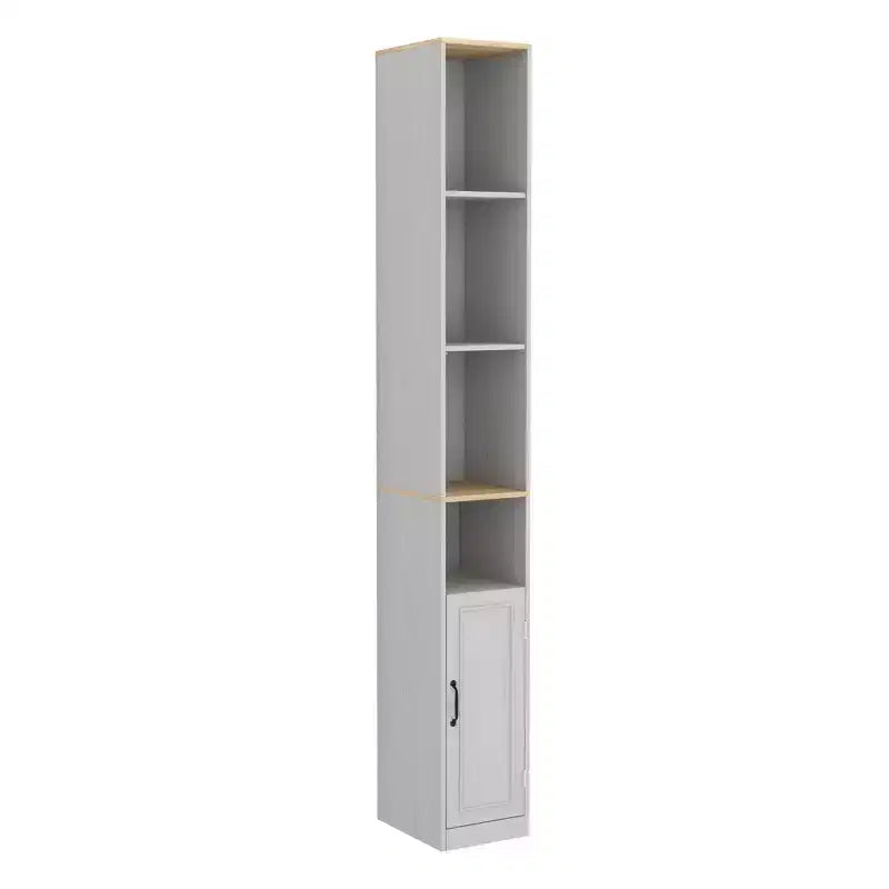 AndMakers White Wood 9.44 in. Pantry Cabinet with 6 Shelves