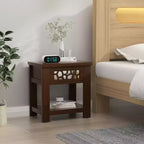 Tavolino comodino da salotto, con cassetto, per soggiorno o camera da letto, stile rustico