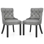 Costway Upholstered Dining Chairs Set of 2 w/ Rubber Wood Legs Padded Seat Nailhead Trim