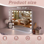 Specchio da bagno Jex Modern 31" con luci, altoparlante e porta di ricarica USB