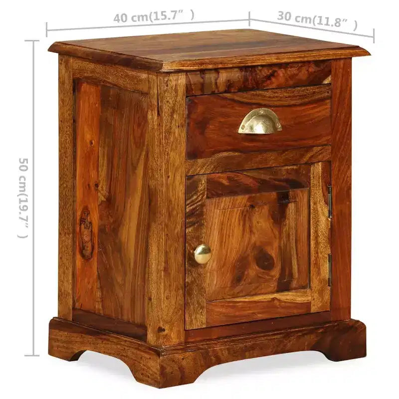 Comodino da notte Tavolino da letto in legno massello di acacia (2 pezzi)