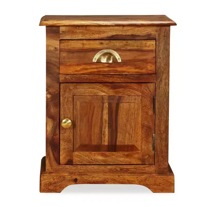 Comodino da notte Tavolino da letto in legno massello di acacia (2 pezzi)