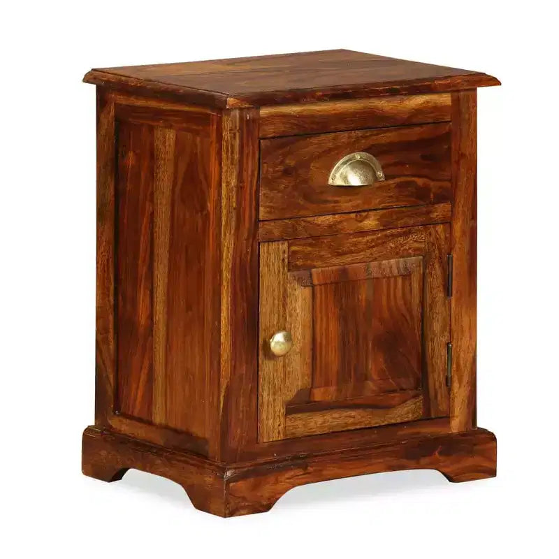Comodino da notte Tavolino da letto in legno massello di acacia (2 pezzi)