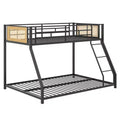 Costway Metal Bunk Bed Twin Over Full Low Profile Bunkbeds w/ Full Length Safety Guardrail