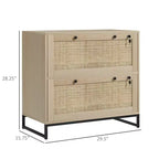 Schedario con Serratura, Mobile Classificatore Boho a 2 Cassetti con Barra Appendice Regolabile per Formati Letter, A4 e Legali