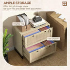 Schedario con Serratura, Mobile Classificatore Boho a 2 Cassetti con Barra Appendice Regolabile per Formati Letter, A4 e Legali