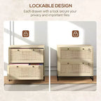 Schedario con Serratura, Mobile Classificatore Boho a 2 Cassetti con Barra Appendice Regolabile per Formati Letter, A4 e Legali
