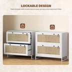 Schedario con Serratura, Mobile Classificatore Boho a 2 Cassetti con Barra Appendice Regolabile per Formati Letter, A4 e Legali