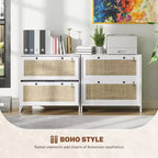 Schedario con Serratura, Mobile Classificatore Boho a 2 Cassetti con Barra Appendice Regolabile per Formati Letter, A4 e Legali