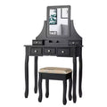 Costway Rotatable Mirror Vanity Set Makeup Dressing Table and Stool w/ 5 Drawers