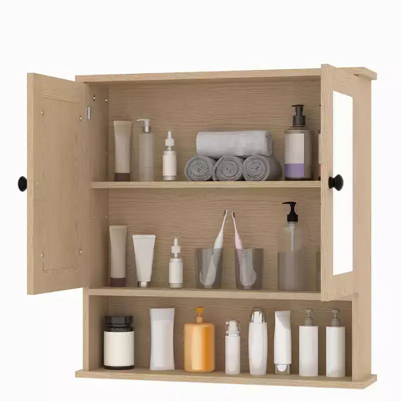 Mobiletto da bagno a parete, mobiletto a 2 ripiani sopra il WC, mobiletto in legno impermeabile per bagno, cucina, soggiorno
