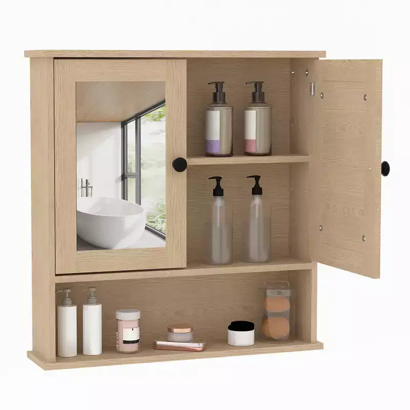 Wall Mounted Bathroom Storage Cabinet, 2-Tier over the Toilet Organizer, Waterproof Wooden Cabinet for Bathroom, Kitchen, Living Room