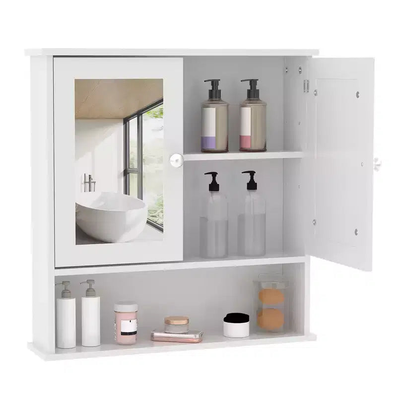Wall Mounted Bathroom Storage Cabinet, 2-Tier over the Toilet Organizer, Waterproof Wooden Cabinet for Bathroom, Kitchen, Living Room