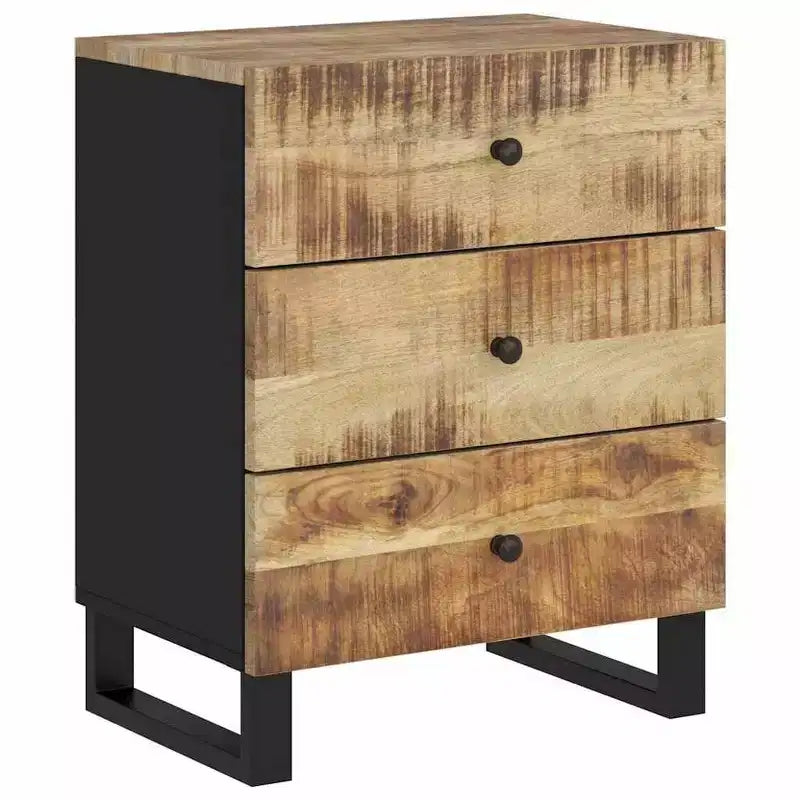 vidaXL Cabinet Accent Nightstand End Table with Storage Drawer Solid Wood - Light Wood