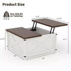 Coffee Table for Living Room with Lift Top and Storage, Square Industrial Design with X-Shaped Decor, Durable and Stylish
