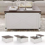 Coffee Table for Living Room with Lift Top and Storage, Square Industrial Design with X-Shaped Decor, Durable and Stylish