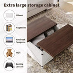 Coffee Table for Living Room with Lift Top and Storage, Square Industrial Design with X-Shaped Decor, Durable and Stylish