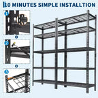 Scaffale portaoggetti in metallo, unità di stoccaggio regolabile a 5 ripiani, scaffali da garage resistenti, capacità 900 kg, per garage, magazzino, 91x40x183 cm, confezione da 2
