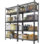 Scaffale portaoggetti in metallo, unità di stoccaggio regolabile a 5 ripiani, scaffali da garage resistenti, capacità 900 kg, per garage, magazzino, 91x40x183 cm, confezione da 2