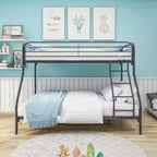 GDFStudio Hyacinth Modern Heavy Duty Twin-Over-Full Metal Bunk Bed Frame with Enhanced Upper-Level Guardrail