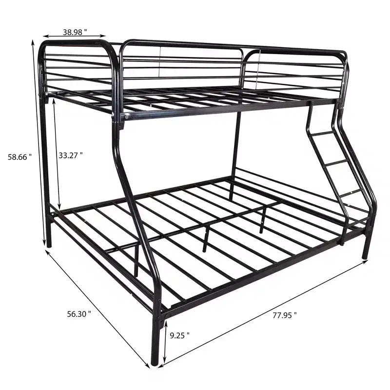 Struttura letto a castello in metallo Hyacinth Modern Heavy Duty a due piazze e mezza con ringhiera superiore rinforzata