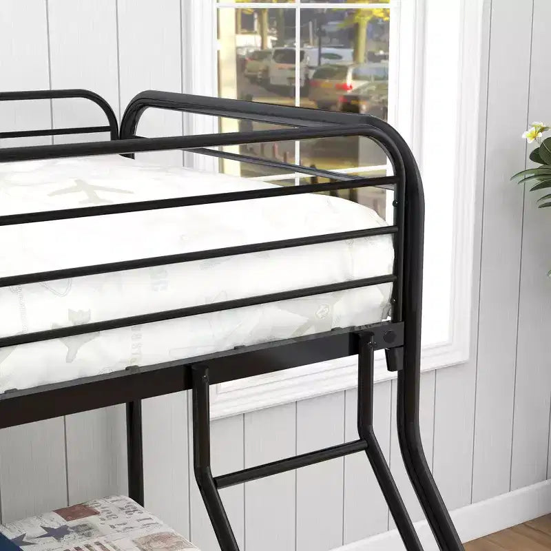Struttura letto a castello in metallo Hyacinth Modern Heavy Duty a due piazze e mezza con ringhiera superiore rinforzata