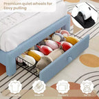 Struttura letto imbottita singola con cassetto portaoggetti e testiera arcobaleno per bambini, supporto a doghe in legno massiccio, non è necessario il box spring, facile da montare