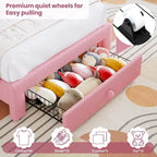 Struttura letto imbottita singola con cassetto portaoggetti e testiera arcobaleno per bambini, supporto a doghe in legno massiccio, non è necessario il box spring, facile da montare