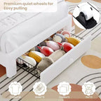 Struttura letto imbottita singola con cassetto portaoggetti e testiera arcobaleno per bambini, supporto a doghe in legno massiccio, non è necessario il box spring, facile da montare