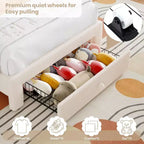 Struttura letto imbottita singola con cassetto portaoggetti e testiera arcobaleno per bambini, supporto a doghe in legno massiccio, non è necessario il box spring, facile da montare