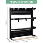 Porta-tazze magnetico per il lato del frigorifero Organizer pieghevole salvaspazio con ripiano e ganci, contiene 3 tazze grandi, installazione senza trapano per la cucina