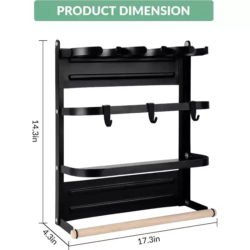 Porta-tazze magnetico per il lato del frigorifero Organizer pieghevole salvaspazio con ripiano e ganci, contiene 3 tazze grandi, installazione senza trapano per la cucina
