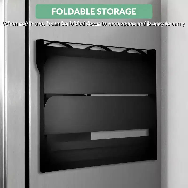 Porta-tazze magnetico per il lato del frigorifero Organizer pieghevole salvaspazio con ripiano e ganci, contiene 3 tazze grandi, installazione senza trapano per la cucina