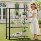 Scaffali portatutto a 4 ripiani in filo metallico neri, per casa e garage, in metallo pesante, regge fino a 450 kg, nessun assemblaggio richiesto, ripiani regolabili
