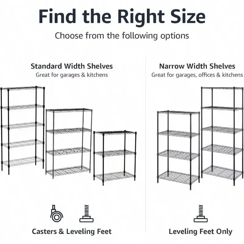 3 - Shelf Adjustable Heavy Duty Steel Wire Rack Storage Shelving Organizer Kitchen Garage Black 23.2 Inch Lx 13.4 Inch Wx 30 Inch H