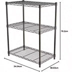 3 - Shelf Adjustable Heavy Duty Steel Wire Rack Storage Shelving Organizer Kitchen Garage Black 23.2 Inch Lx 13.4 Inch Wx 30 Inch H