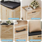 Panca Porta Scarpe con 4 Cassetti a Ribalta e Cuscino Imbottito, Mobile Scarpiera Stretto in Legno con Contenitore Nascosto