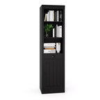 Libreria, scaffale in legno a 5 ripiani, portaoggetti aperto, libreria moderna in bianco avorio, mensole espositive da terra per camera da letto, soggiorno