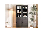 Libreria, scaffale in legno a 5 ripiani, portaoggetti aperto, libreria moderna in bianco avorio, mensole espositive da terra per camera da letto, soggiorno