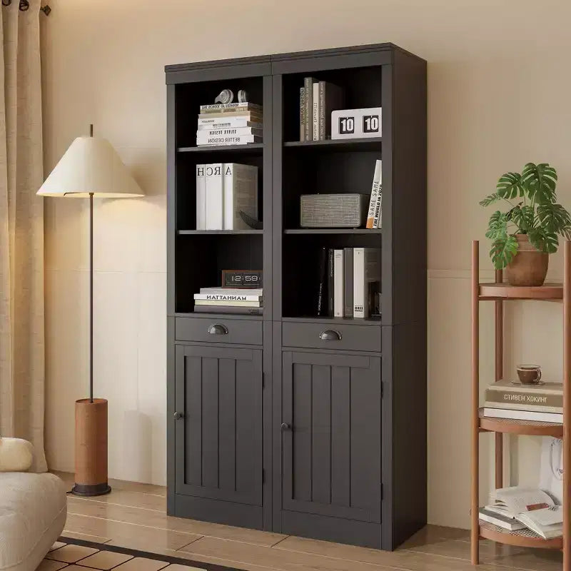 Libreria, scaffale in legno a 5 ripiani, portaoggetti aperto, libreria moderna in bianco avorio, mensole espositive da terra per camera da letto, soggiorno