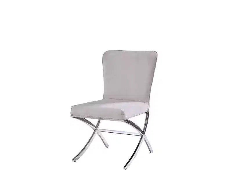 Set of 2 19" Daire Dining Chairs Velvet/Chrome - Acme Furniture: Sturdy Metal Base, Neutral Upholstery