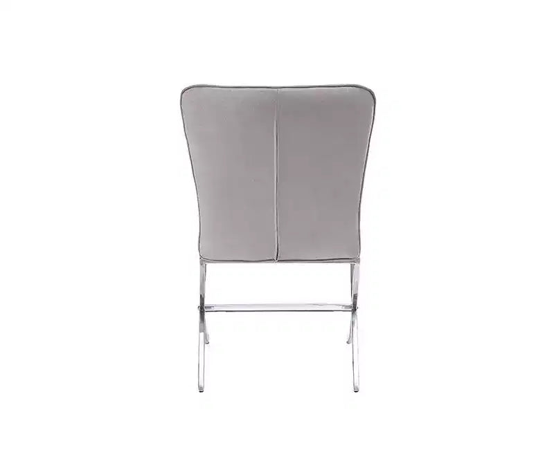 19" Daire Dining Chairs Velvet/Chrome Sturdy Metal Base Neutral Upholstery (2-Piece)