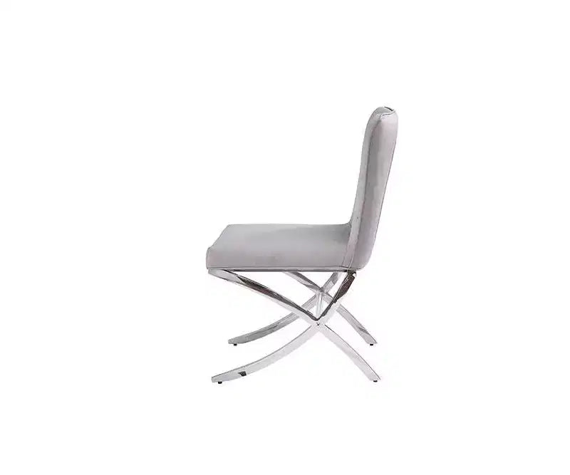 19" Daire Dining Chairs Velvet/Chrome Sturdy Metal Base Neutral Upholstery (2-Piece)