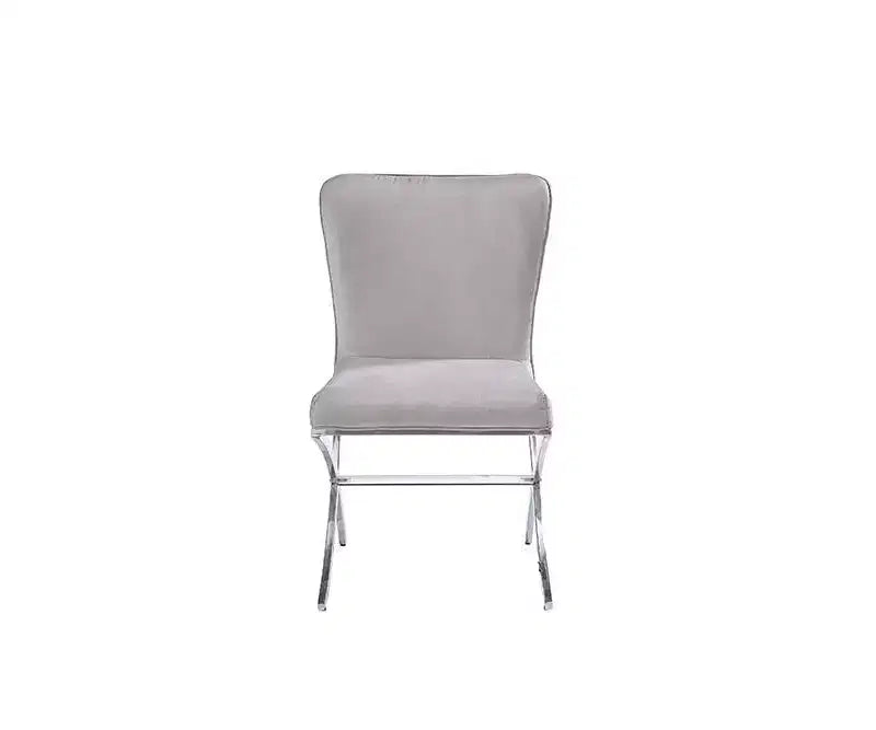19" Daire Dining Chairs Velvet/Chrome Sturdy Metal Base Neutral Upholstery (2-Piece)