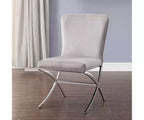19" Daire Dining Chairs Velvet/Chrome Sturdy Metal Base Neutral Upholstery (2-Piece)